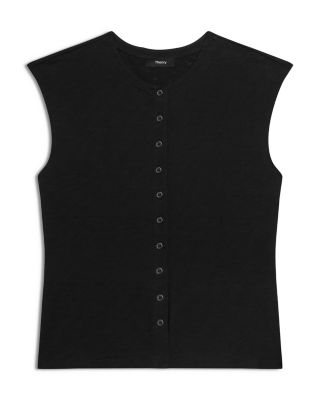 Theory Sleeveless Cotton Cardigan