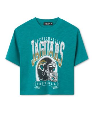 Women's NFL Jacksonville Jaguars Helmet Mock Neck Crop Tee