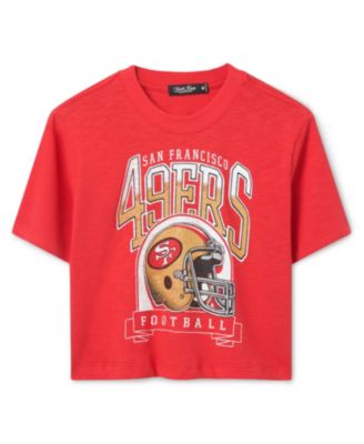  Women's NFL San Francisco 49ers Helmet Mock Neck Crop Tee
