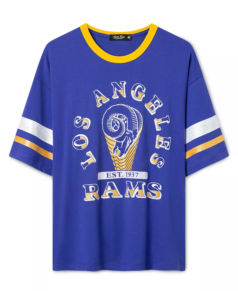 Junk Food Clothing Women's Los Angeles Rams Glitter Boxy Ringer