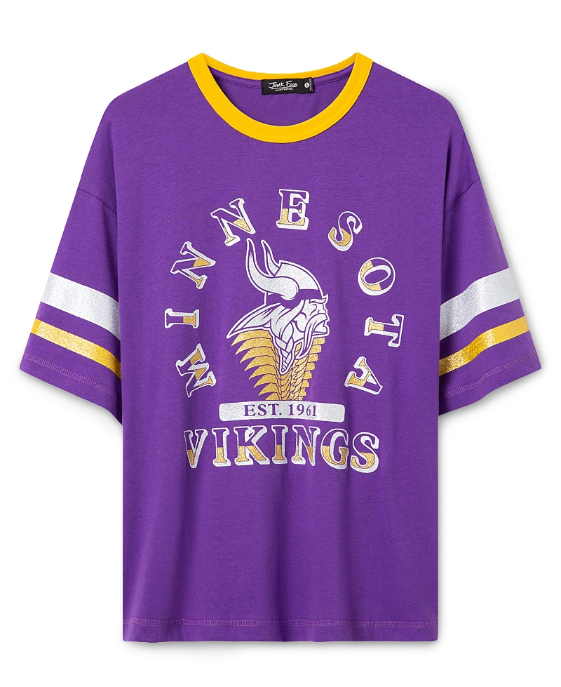 Junk Food Clothing Women's Minnesota Vikings Glitter Boxy Ringer