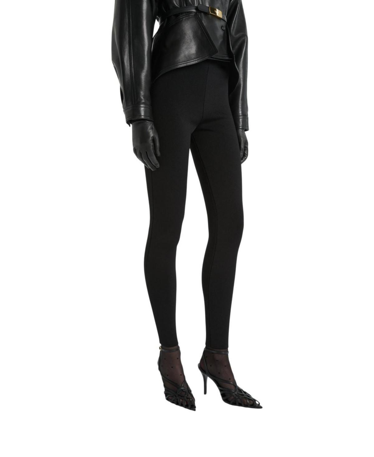 Balmain High-Waisted Milano Jersey Trousers in Black