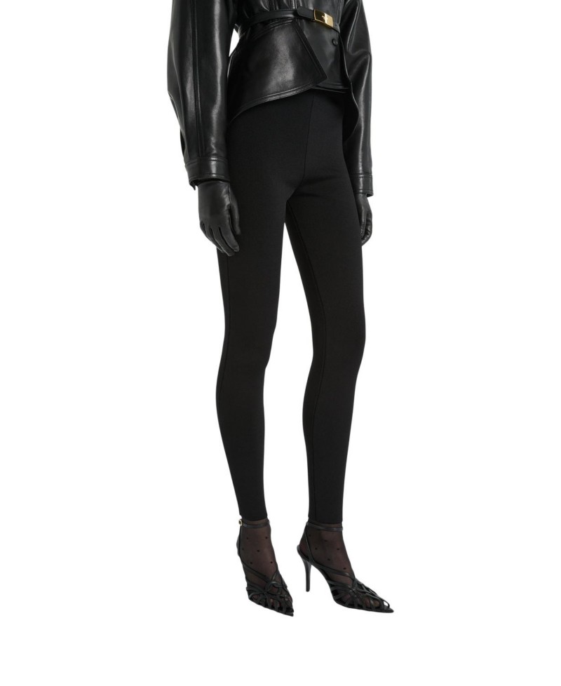 Balmain High-Waisted Milano Jersey Trousers in Black