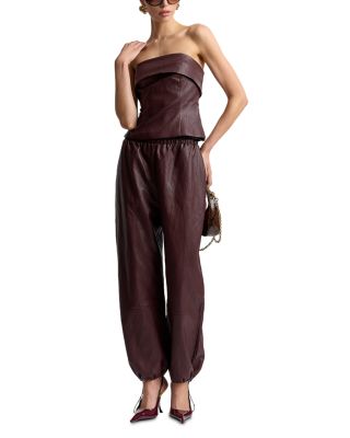 Faux Leather Foldover Strapless Top & Faux Leather Balloon Pants 