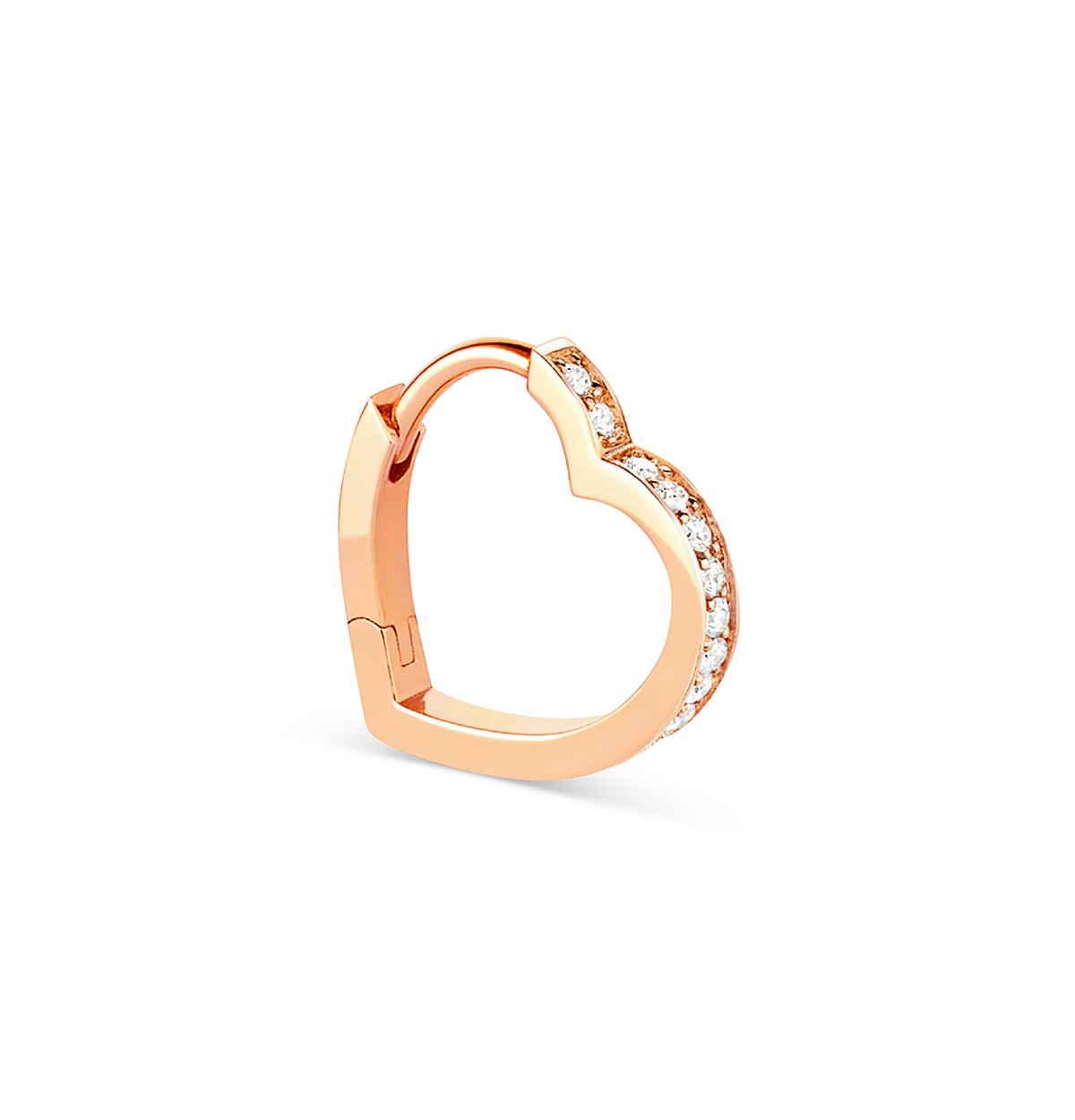 Repossi 18K Rose Gold Antifer Diamond Heart Single Hoop Earring