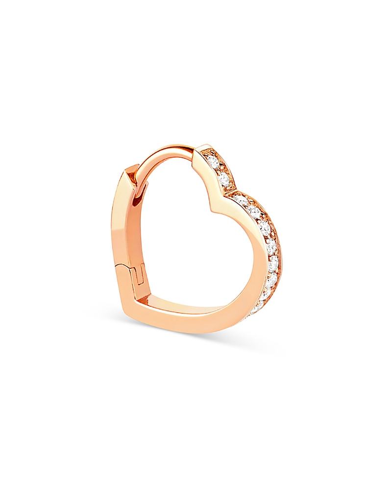 Repossi 18K Rose Gold Antifer Diamond Heart Single Hoop Earring