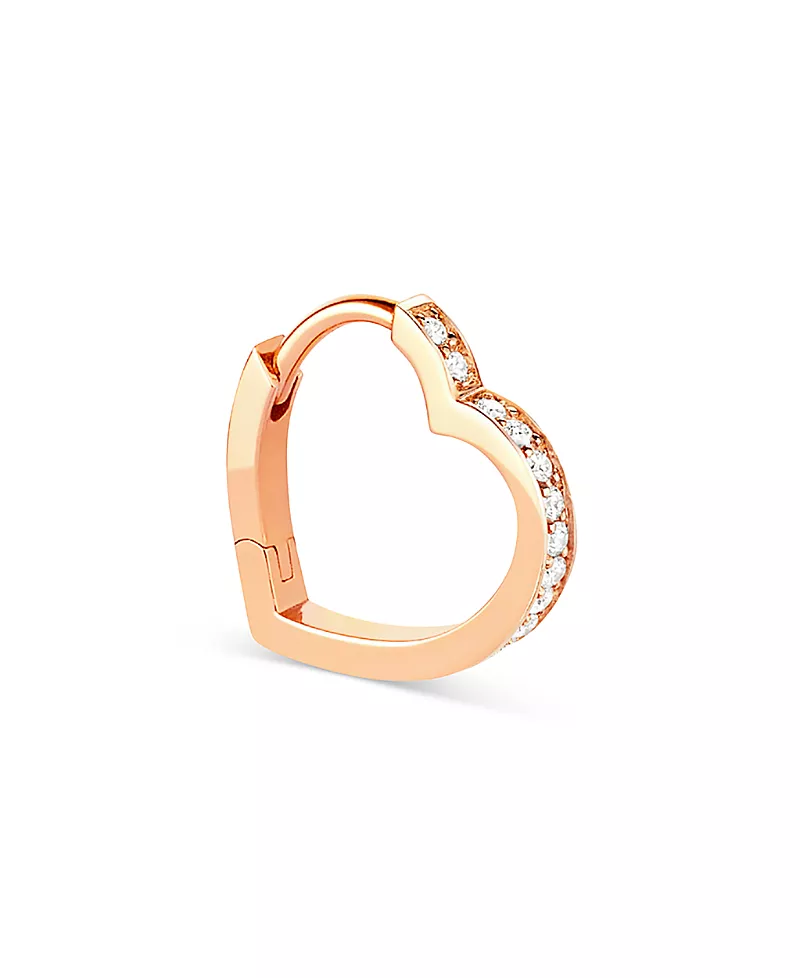 Repossi 18K Rose Gold Antifer Diamond Heart Single Hoop Earring