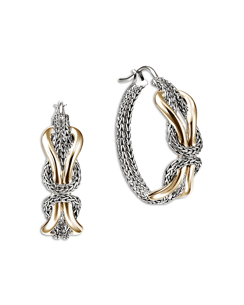 John Hardy 14K Yellow Gold & Sterling Silver Love Knot Infinite Hoop Earrings · OS