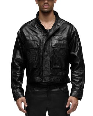 Black Python Leather Jacket