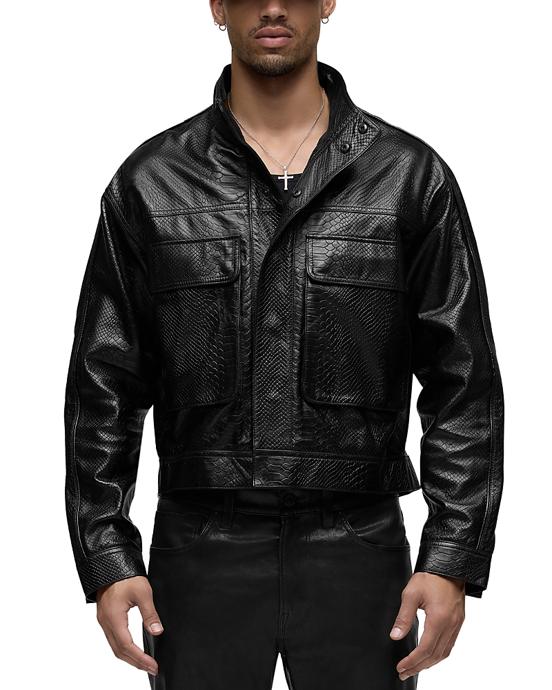 Hudson Black Python Leather Jacket