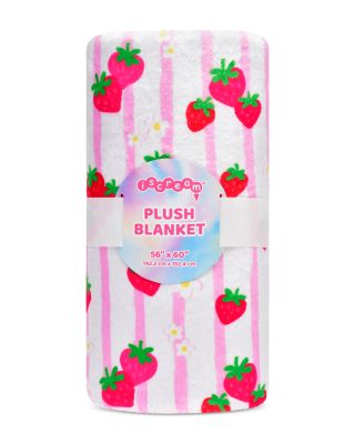 Girls' Strawberry Striped Plush Blanket - Little Kid, Big Kid