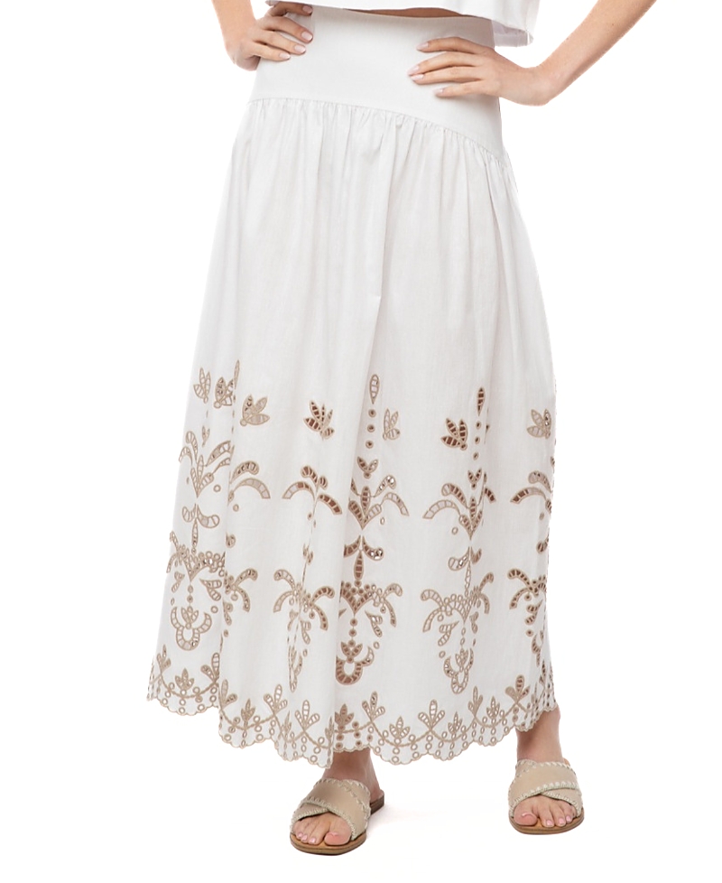 The Burgess Collection The Lauren Lasercut Linen Skirt