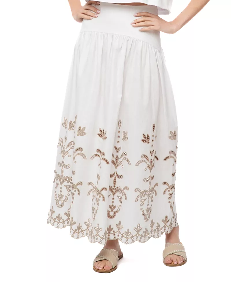 The Burgess Collection The Lauren Lasercut Linen Skirt