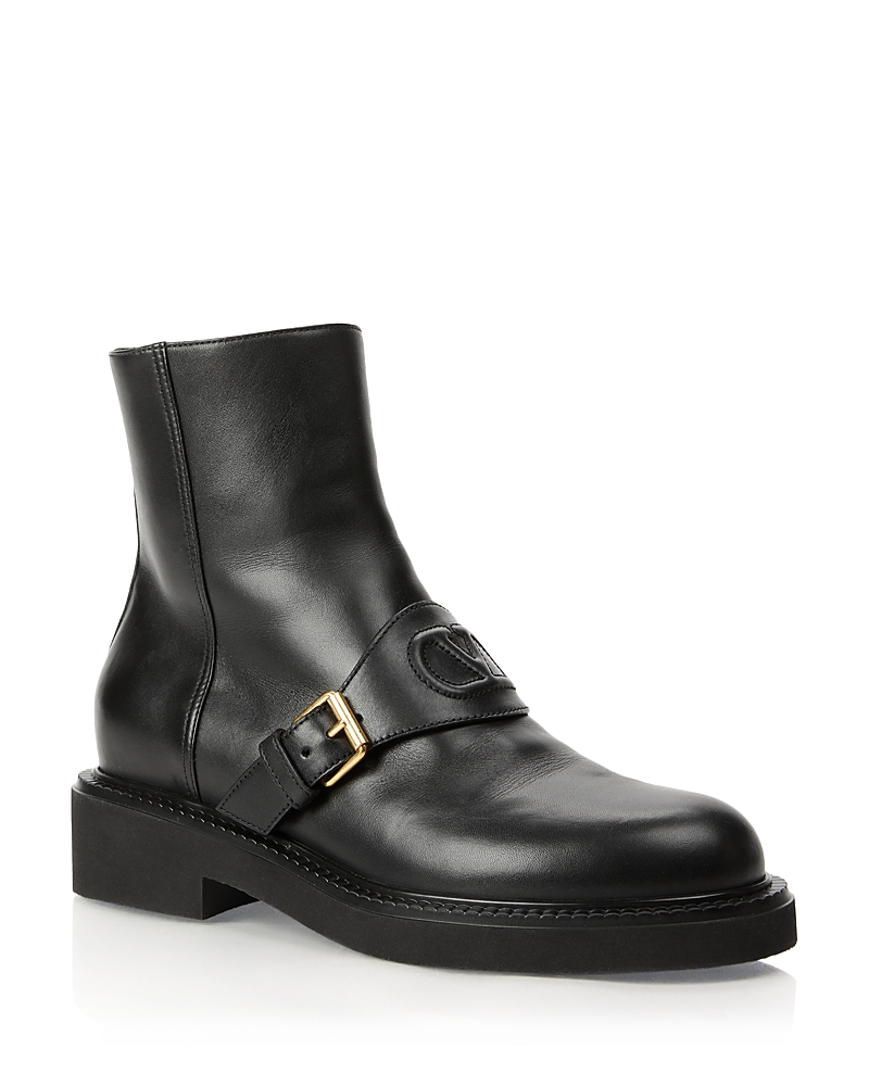 Valentino Garavani Women's VLogo Leather Buckled Booties