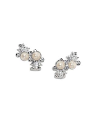 Cubic Zirconia & Imitation Pearl Under the Sea Ear Climbers