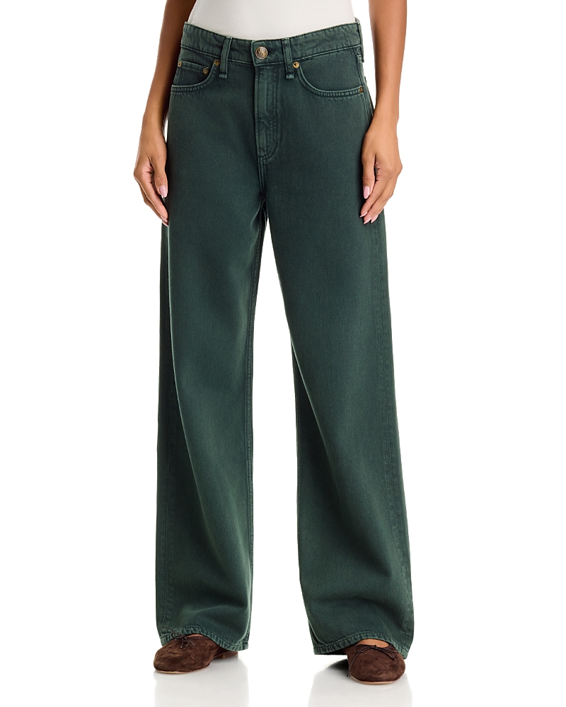 rag & bone Logan High Rise Wide Leg Jeans in Greenstone