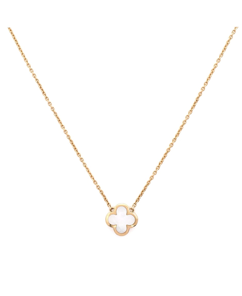 Pre-Owned Van Cleef & Arpels Pure Alhambra Pendant Necklace 18K Gold and Mother of Pearl, 16.25