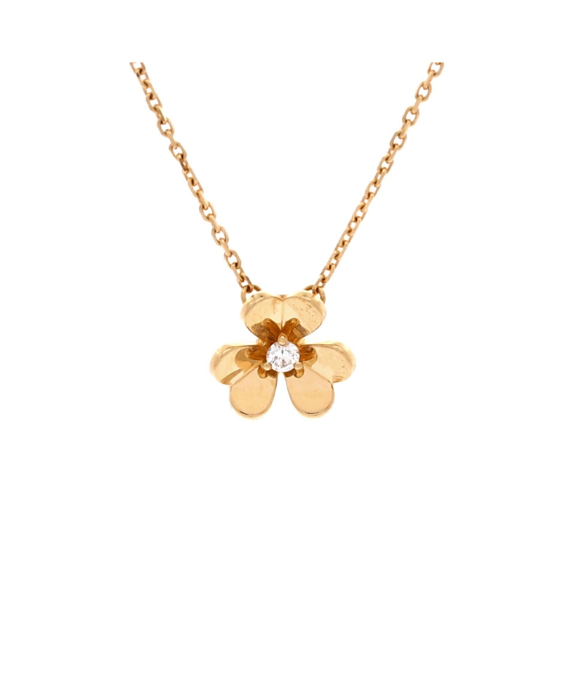 Pre-Owned Van Cleef & Arpels Mini Frivole Pendant Necklace 18K Gold and Diamond, 16