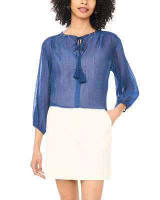 Split Neck Peasant Blouse