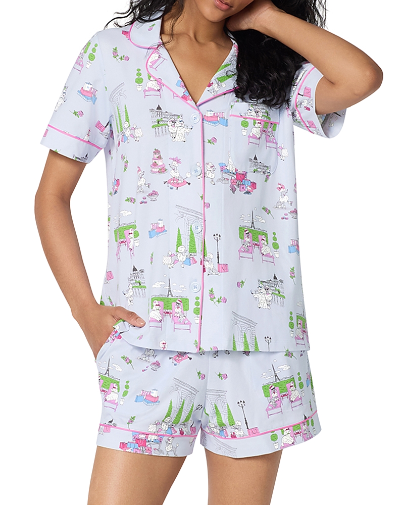 BedHead Pajamas Short Sleeve Boxer Knit Printed Pajama Set - Exclusive