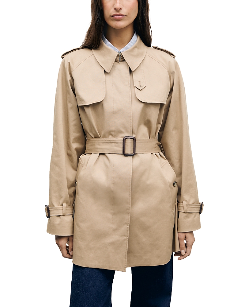 Gerard Darel Vania Cotton Blend Trench Coat In Neutral