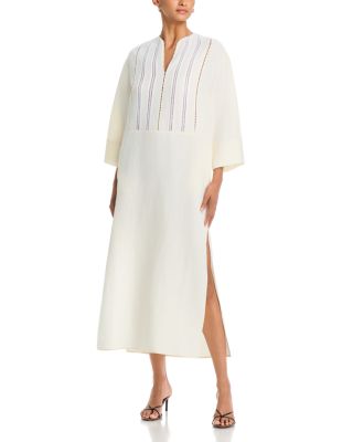 Embroidered Midi Shift Dress