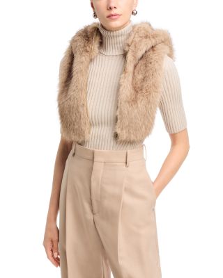 Faux Fur Zip Front Long Hooded Scarf 