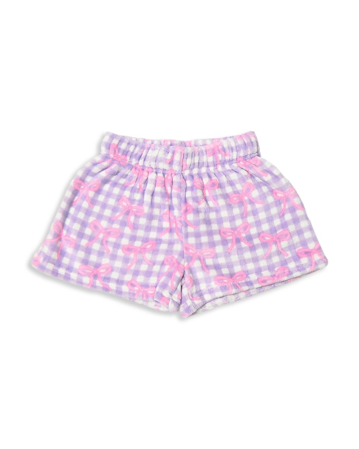 Omg Accessories Girls' Gingham Bow Print Cozy Shorts - Big Kid