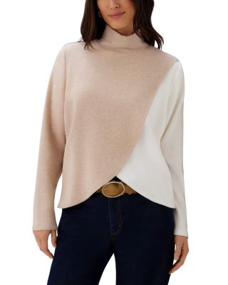 Long Sleeve Crossover Colorblock Top