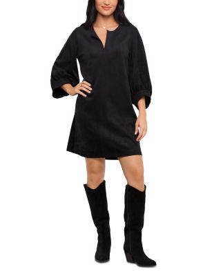 Faux Suede Puff Sleeve Dress
