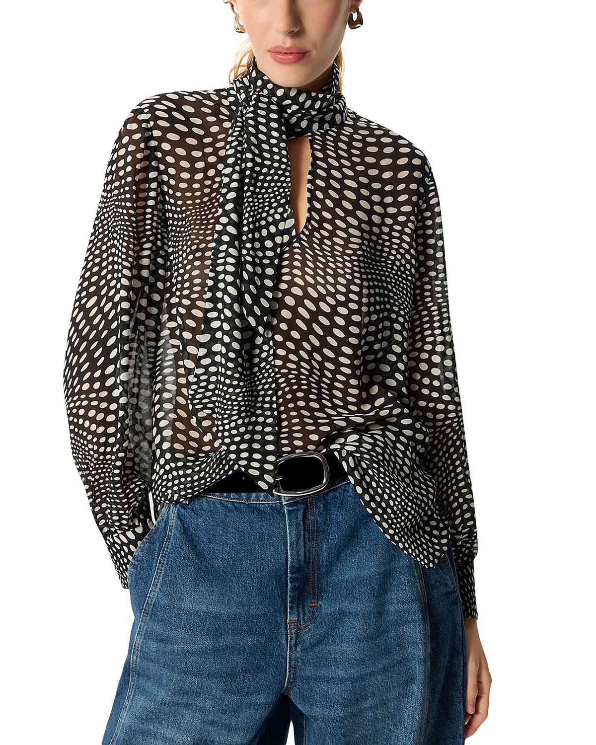 Whistles Printed Scarf Sheer Blouse