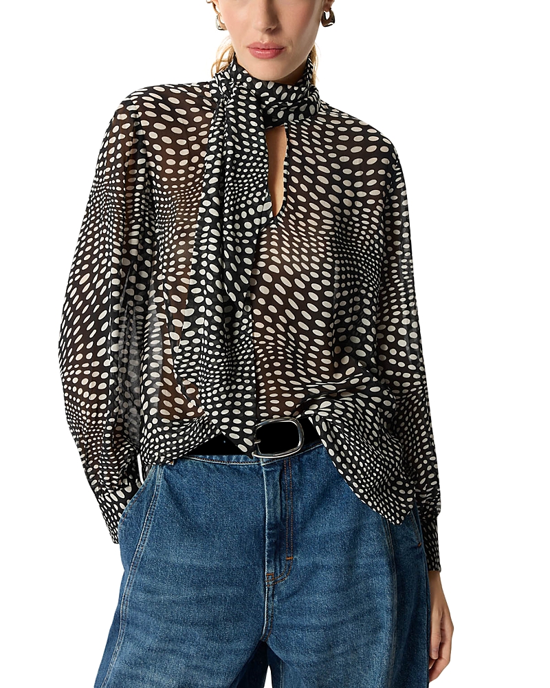 Whistles Printed Scarf Sheer Blouse