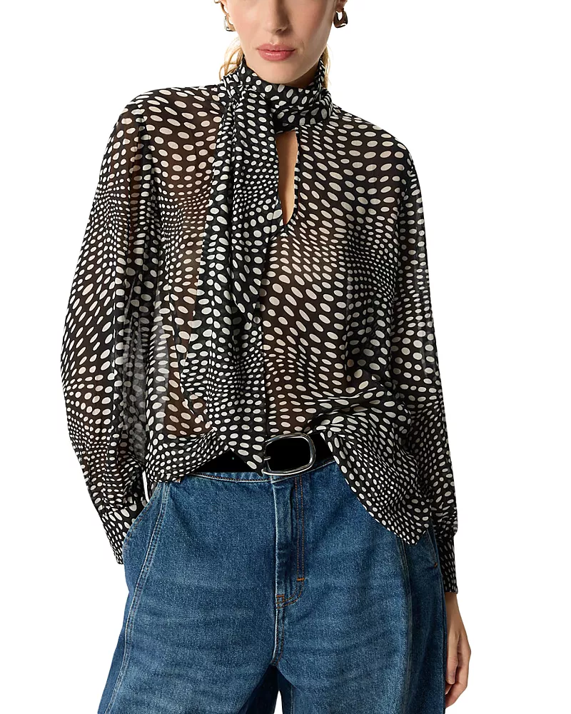 Whistles Printed Scarf Sheer Blouse