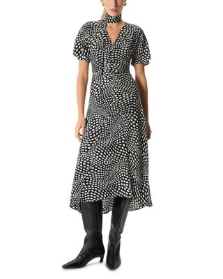 Whistles Petite Printed V Neck Midi Dress