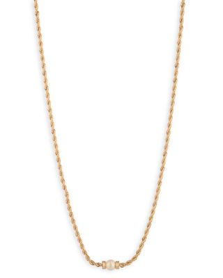 Imitation Pearl Rope Collar Necklace, 17"