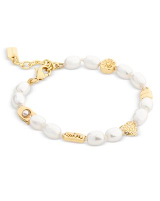 Iconic Imitation Pearl Signature Charm Strand Bracelet
