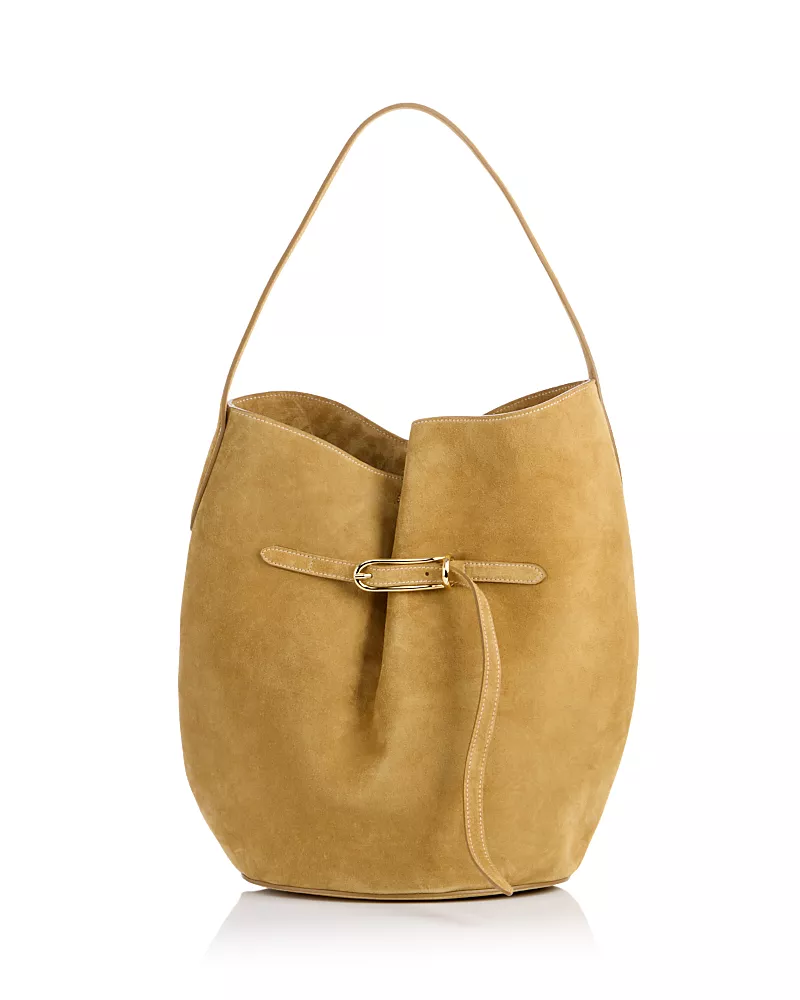 Liffner Belted Large Suede Bucket Bag