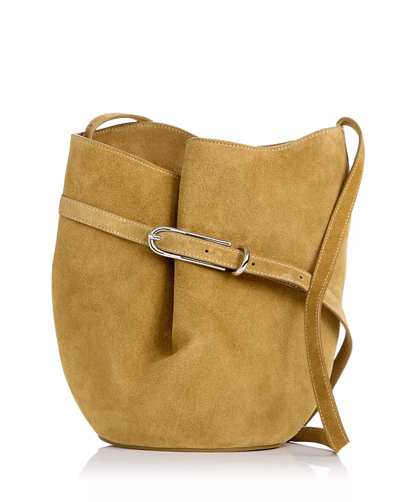 Liffner Belted Suede Bucket Bag