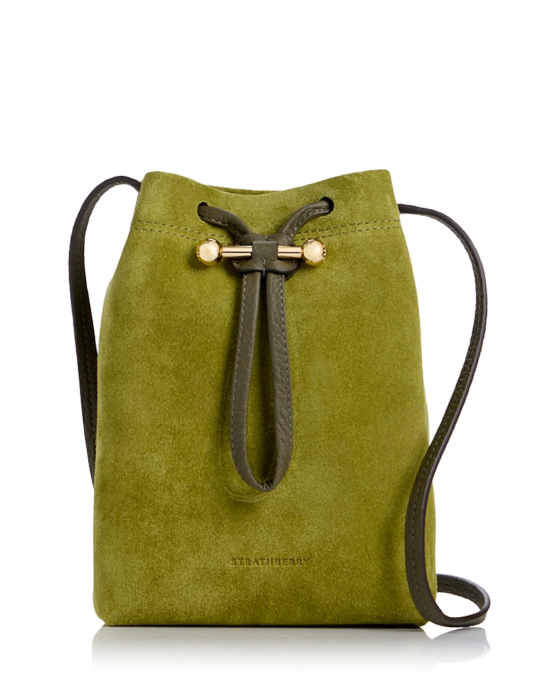 Strathberry Osette Midi Suede Pouch Bucket Bag
