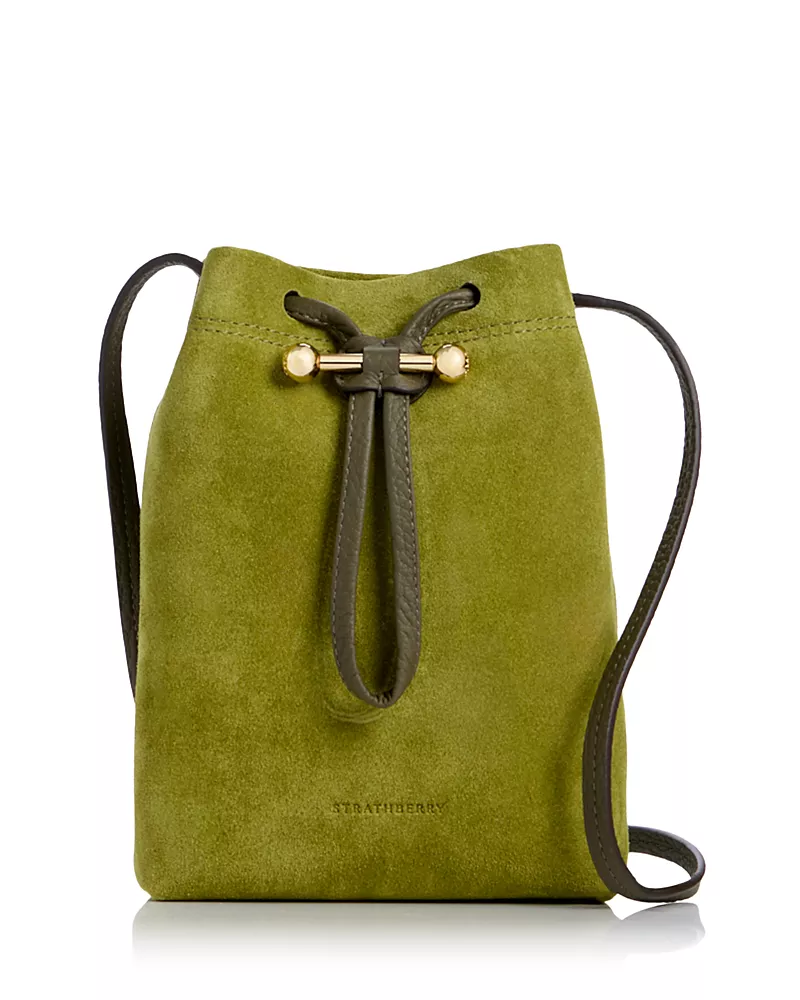 Strathberry Osette Midi Suede Pouch Bucket Bag