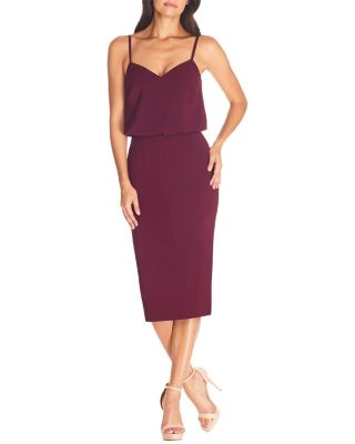  Alondra Sweetheart Neck Blouson Midi Dress