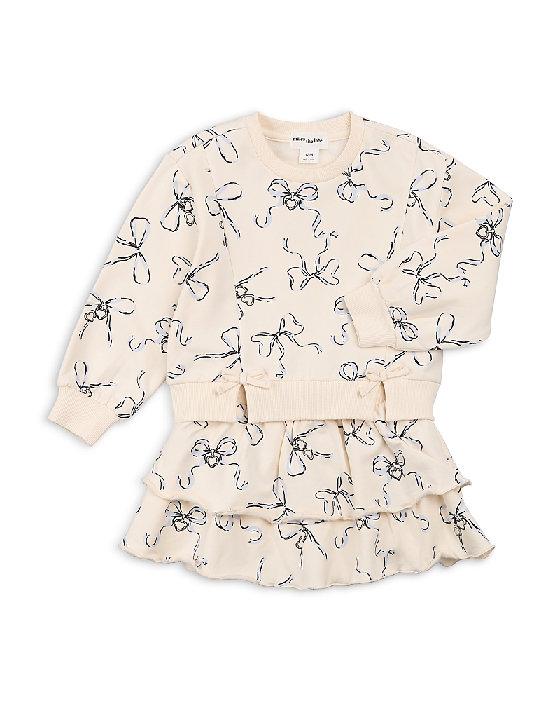 Miles The Label Girls' Locket Print Sweatshirt & Tiered Skirt Set - Little Kid, Big Kid In Neutral