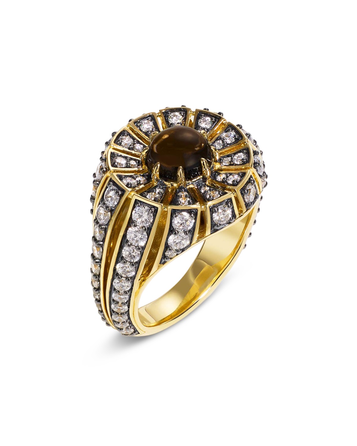 By Pariah 14K Yellow Gold Smoky Quartz & Diamond Statement Ring