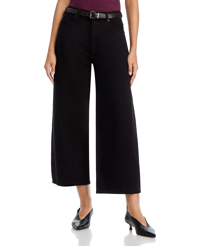 Frame The Bow Crop Wide Leg Jeans in Black
