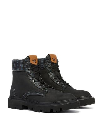 Women's Nubuck and Monogram Print Leather Ankle Boots