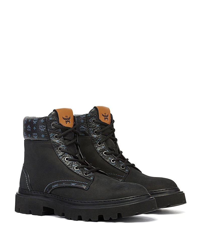 Mcm Women's Ankle Boots in Nubuck and Monogram Print Leather