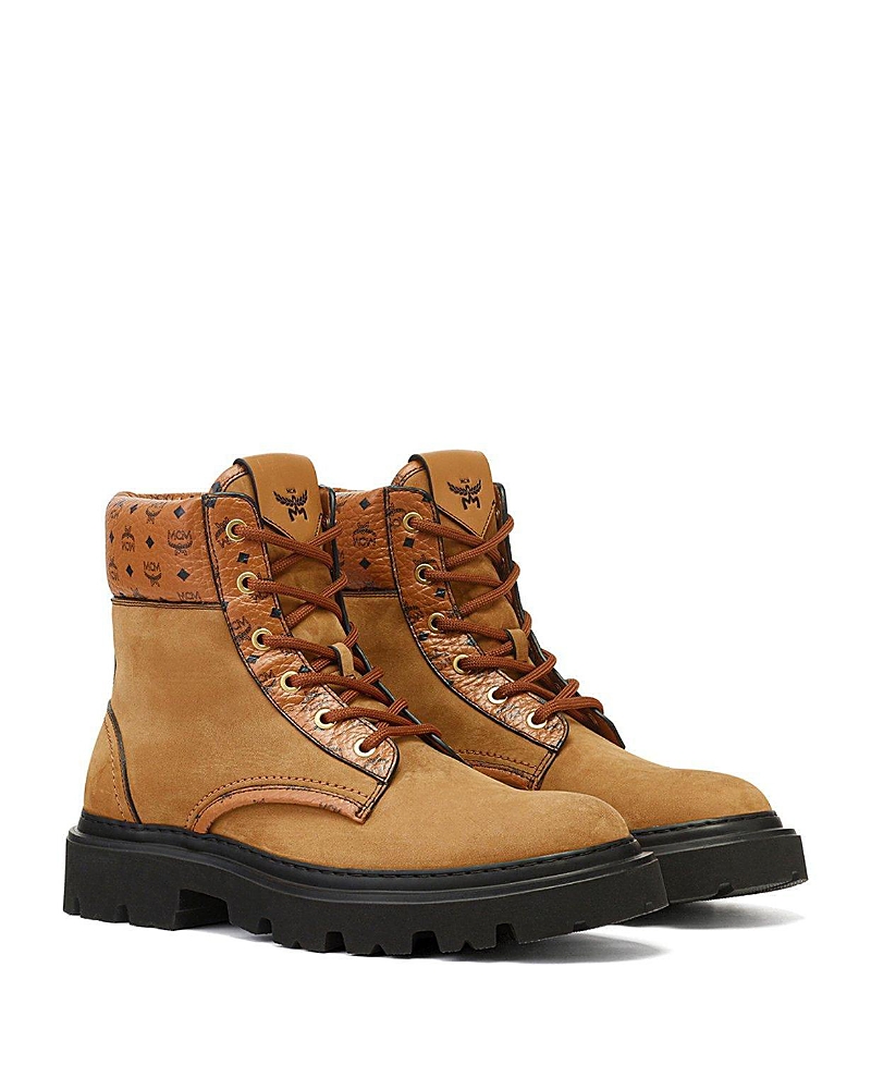 Mcm Women's Ankle Boots in Nubuck and Monogram Print Leather