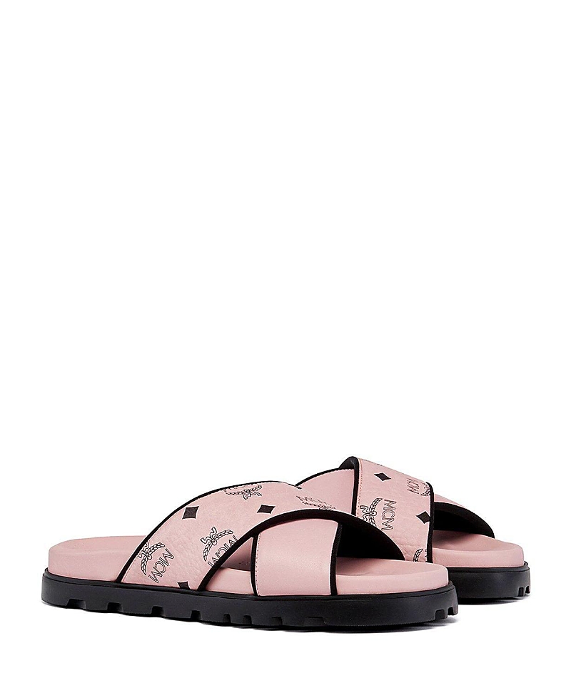 Mcm Women's Cross Sandal in Visetos Leather Mix