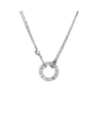  2 Diamonds Love Pendant Necklace 18K White Gold with Diamonds, 16"