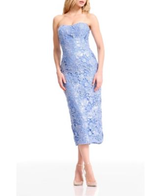  Shailene Strapless Sweetheart Lace Midi Dress